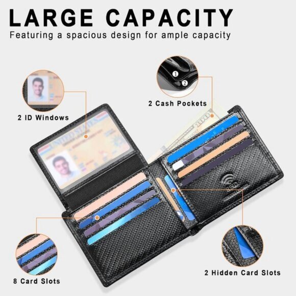 ⚡Travelambo Men Weaved Black Genuine Leather Handmade Bifold Stylish Wallets - Picture 4 of 9